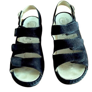 Waldlaufer black leather strappy sandals,